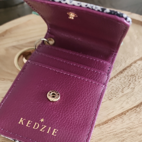 Kedzie Snake Print Card Holder Keyring in Plum - Picture 4 of 4